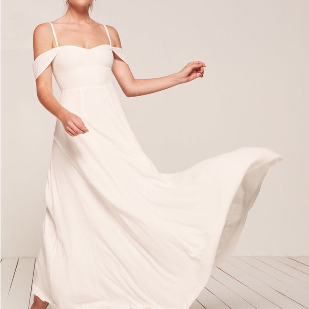 Reformation White Sleeveless Sweetheart Maxi Dress
